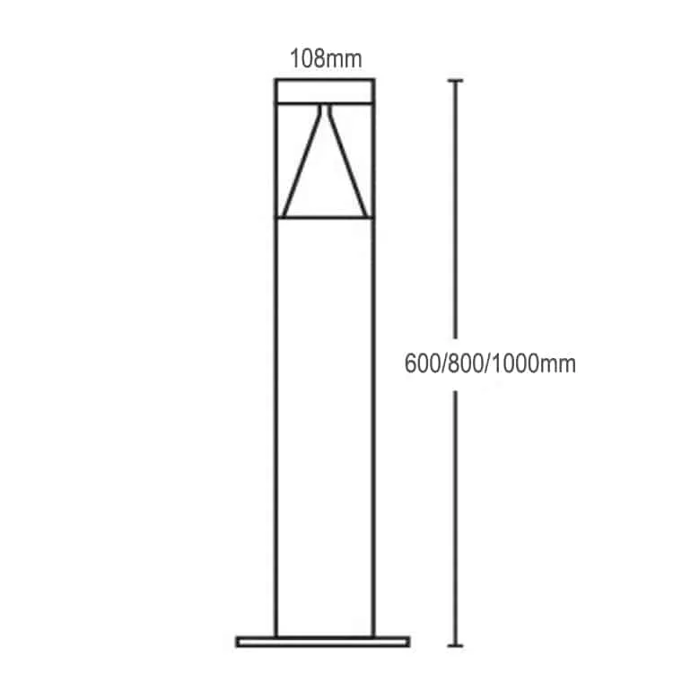 Modern bollard lights dimension