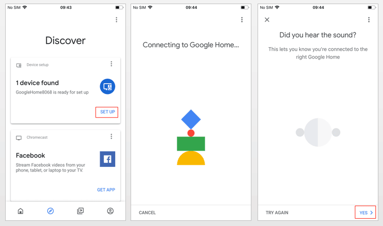 Setting up store google home app