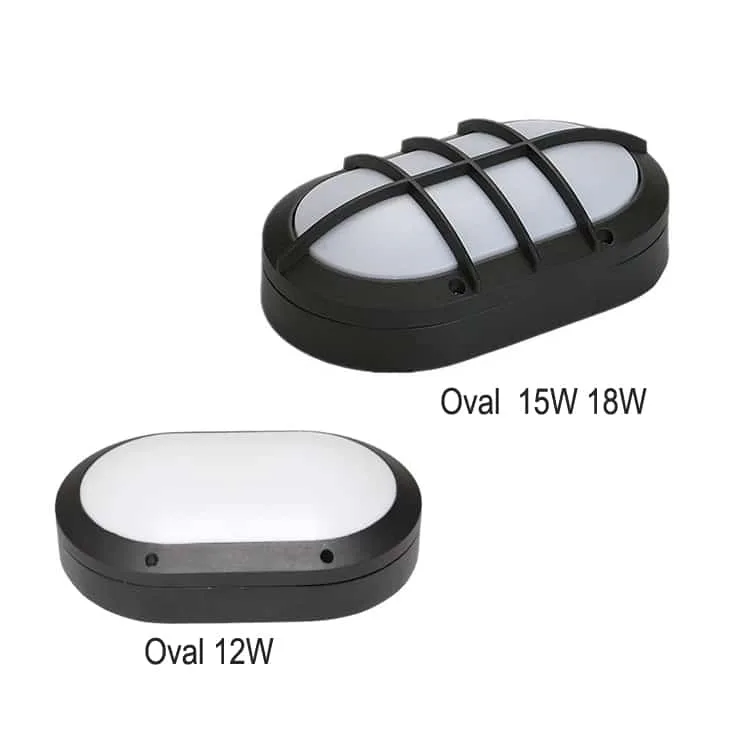 Oval outdoor bulkhead light fitting