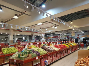 track lights in supermarket