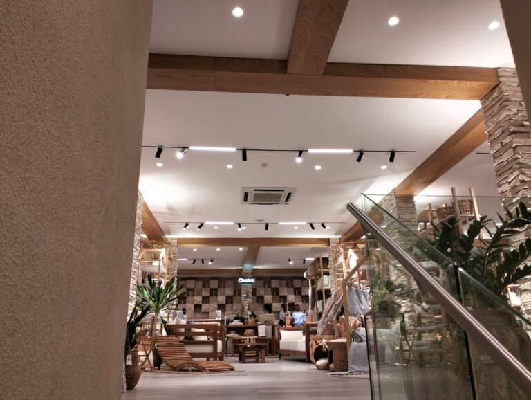 showroom with magnetic track lights