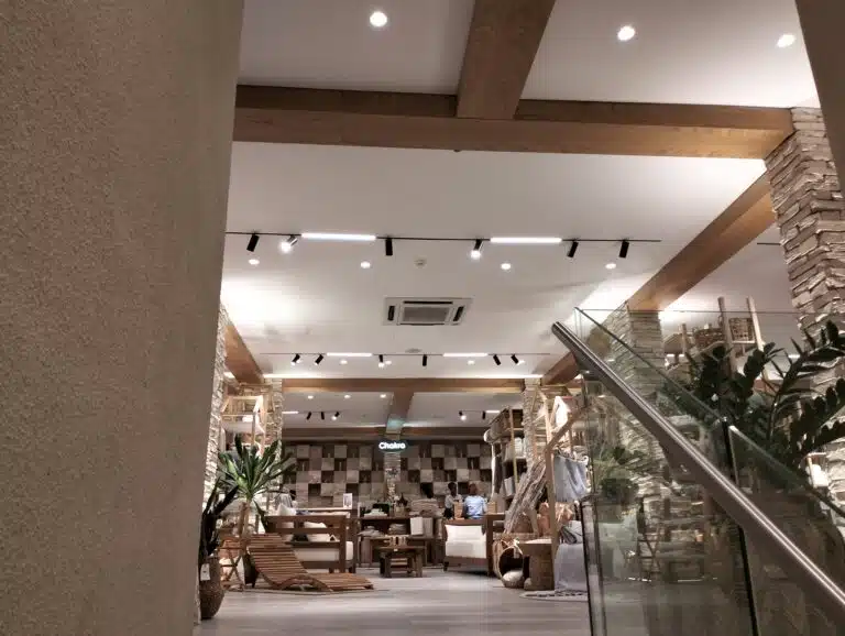 showroom with magnetic track lights