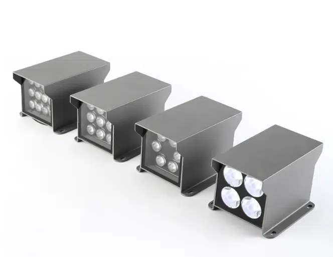 square LED wall light outside
